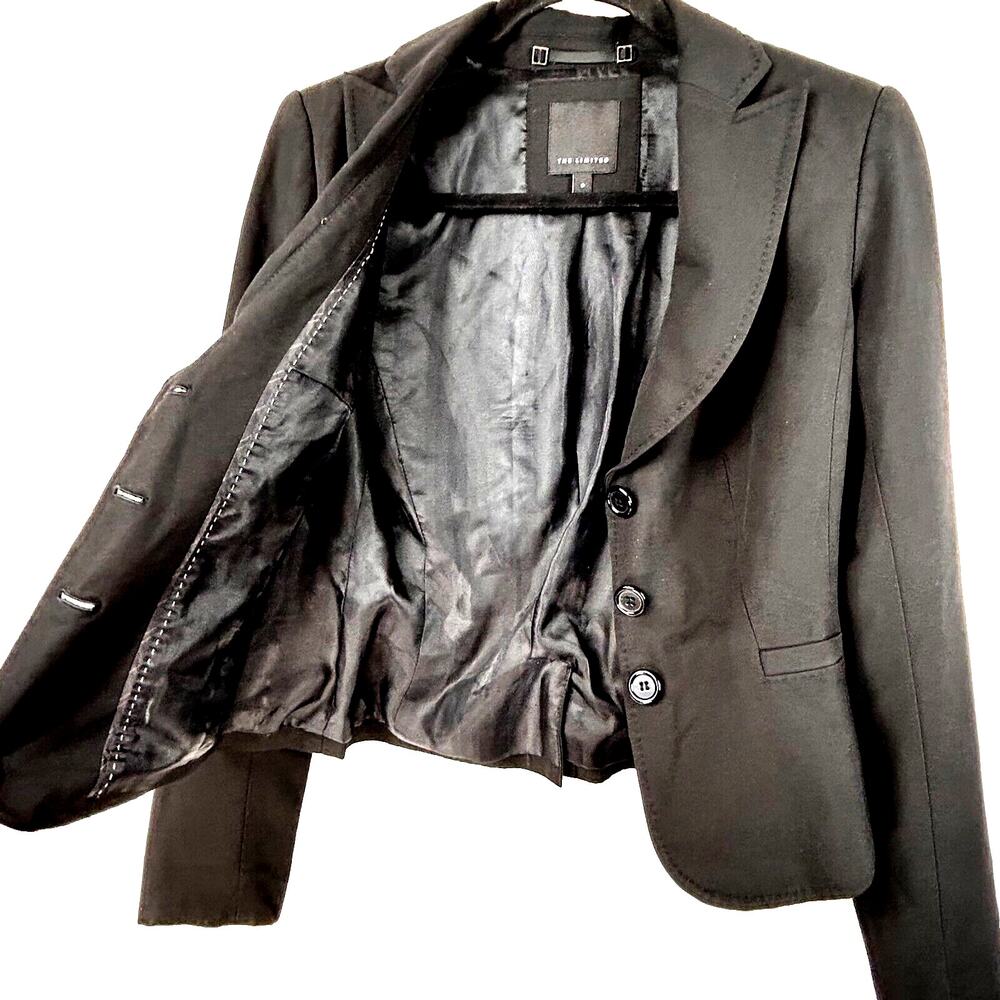 The Limited Jacket Womens 0 Black 3 Button Long Sleeve Single Breasted Blazer - Picture 4 of 11